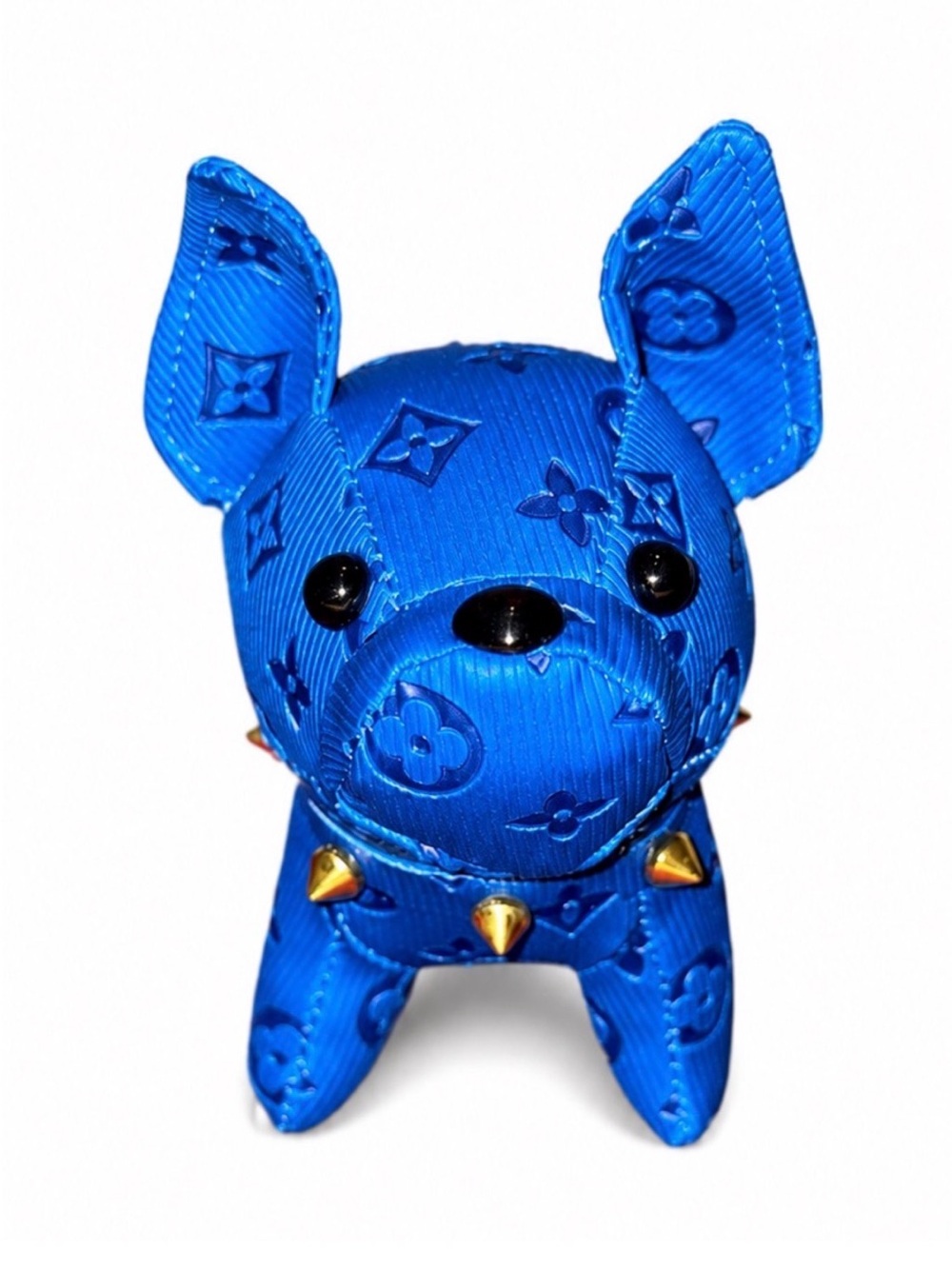 Blue Frenchie Dog Figurine Plush with Stud Collar - Keychain/Bag Charm